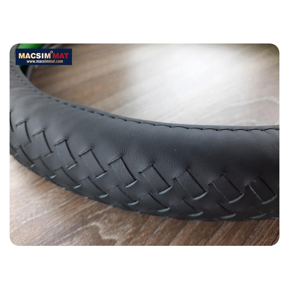 Bọc vô lăng cao cấp chất liệu da thật - Khâu tay 100% size M - nhãn hiệu Macsim mã L15T