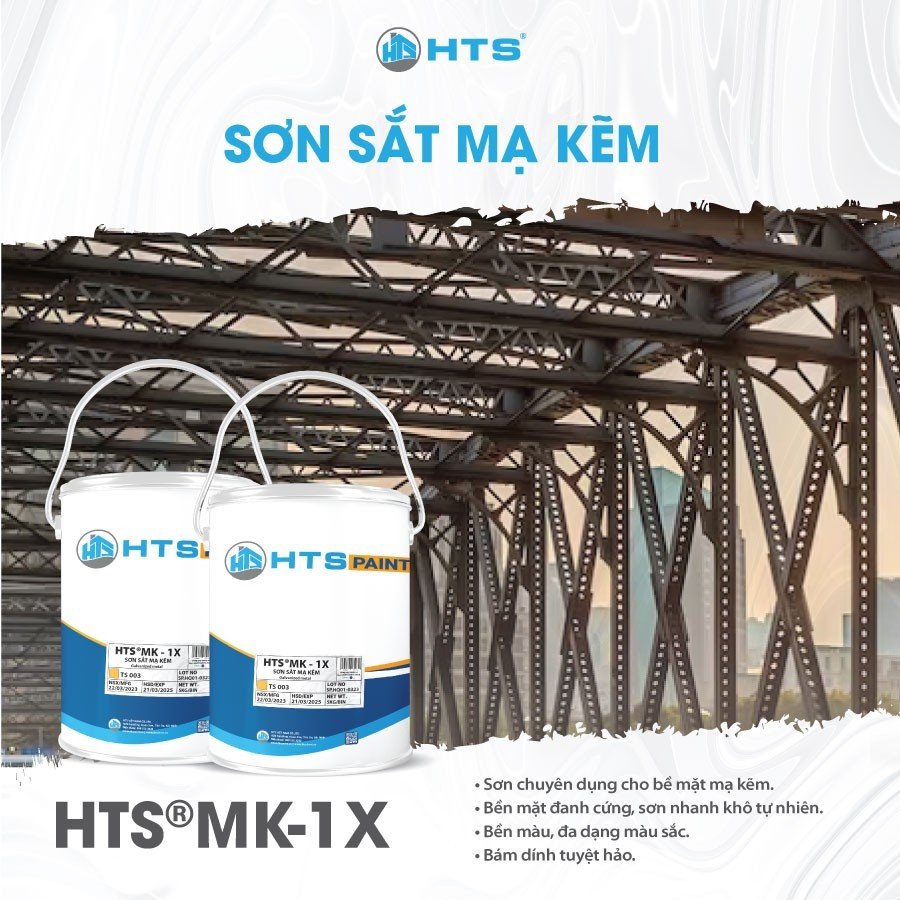 Sơn sắt mạ kẽm HTS MK-1X thùng 3 Kg - Đa dạng màu, Độ bền cao, Chống rỉ tốt