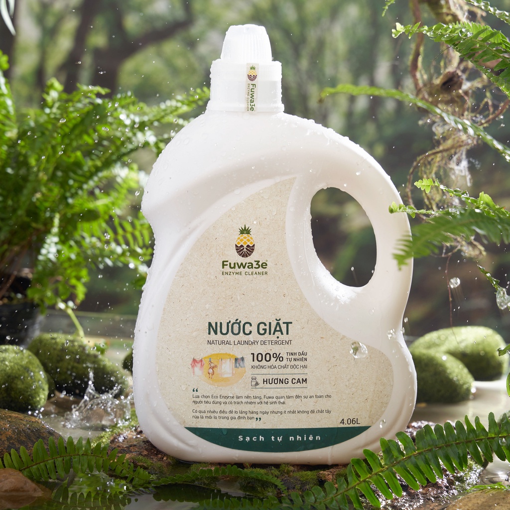 Nước giặt Fuwa3e hữu cơ organic từ chế phẩm Enzyme sinh học 4.06L an toàn cho bé