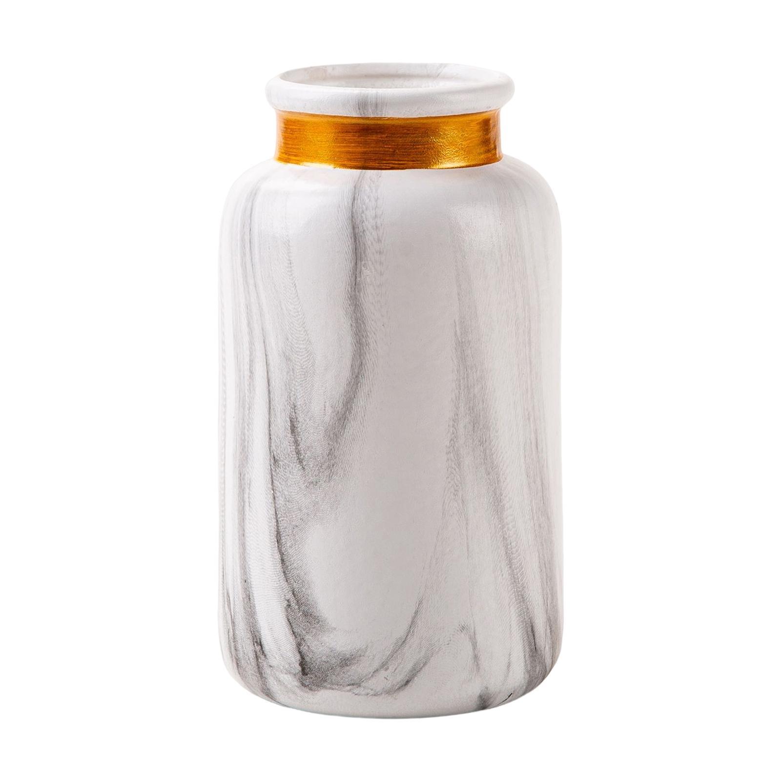 Modern Marble Ceramic Flower Vase Decorative for Table Office Home Decor