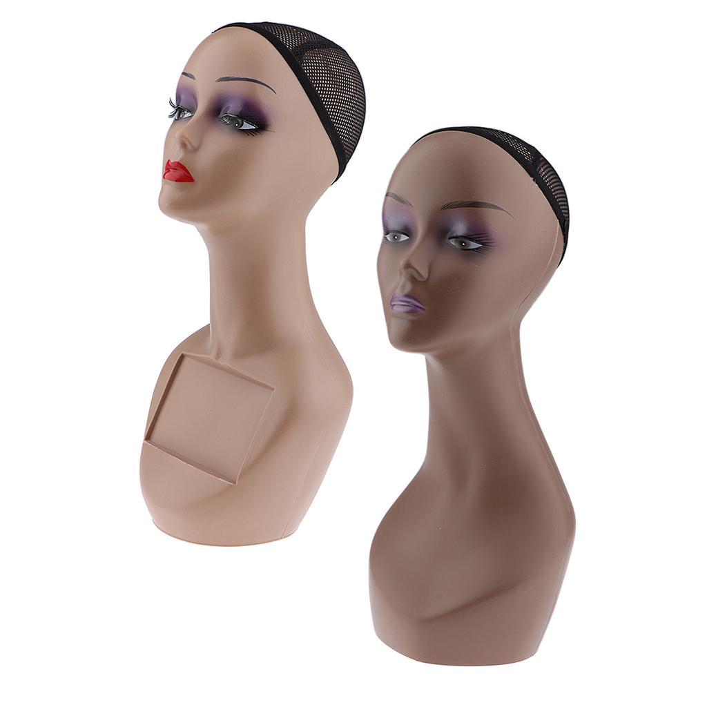 2x Female Mannequin Manikin Head Model Wig Cap Jewelry Display Holder Stand