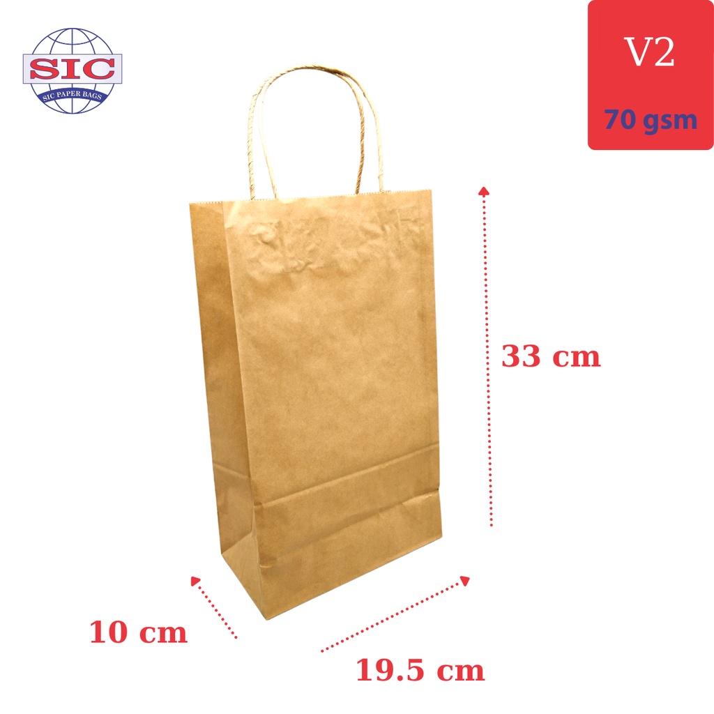 10 CHIẾC TÚI GIẤY KRAFT V2: 19.5x10x33 CÓ QUAI