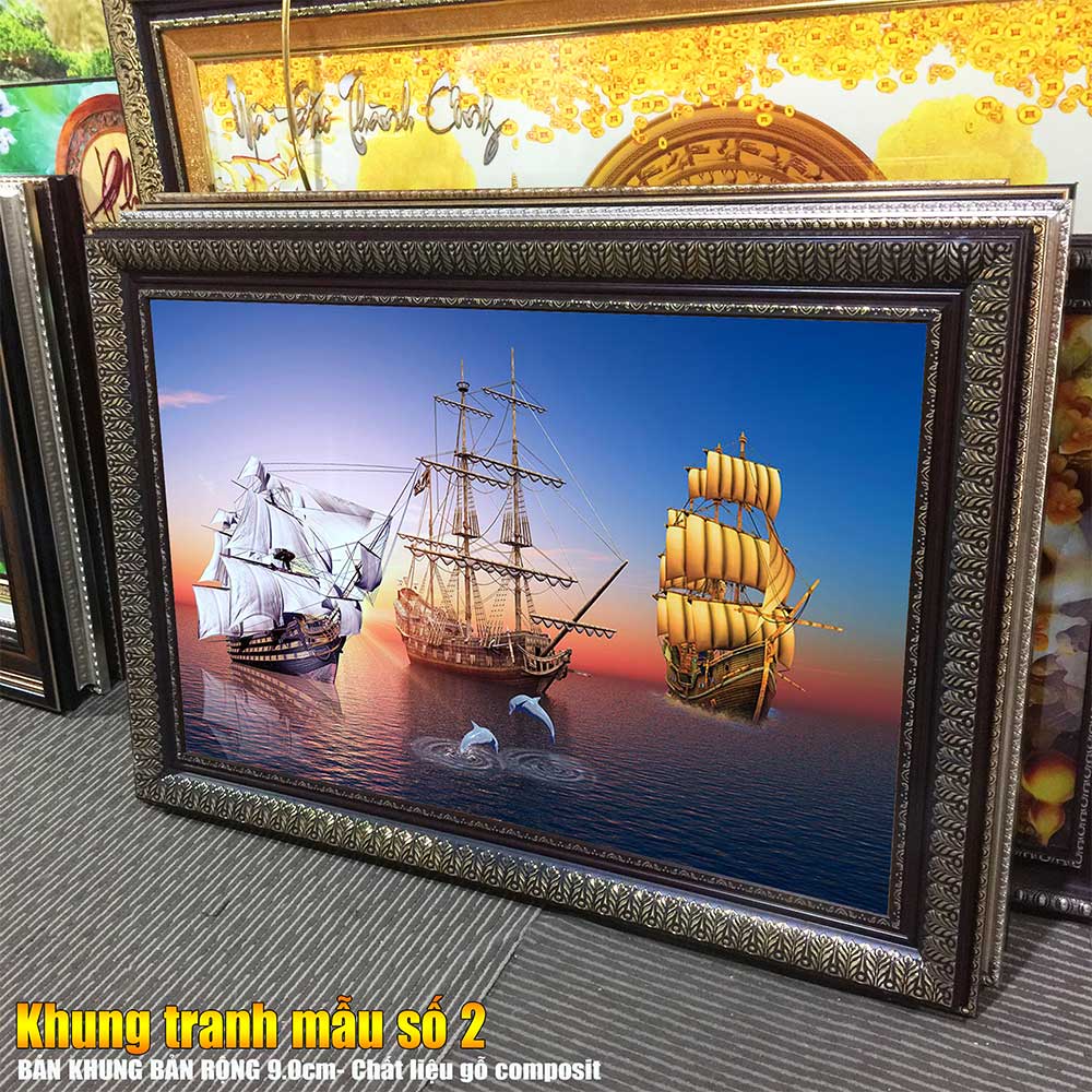 Tranh treo tường phòng khách, phòng ngủ THUẬN BuỒM XUÔI GIÓ chất liệu pvc gương / lụa kim sa. MS:3824L9
