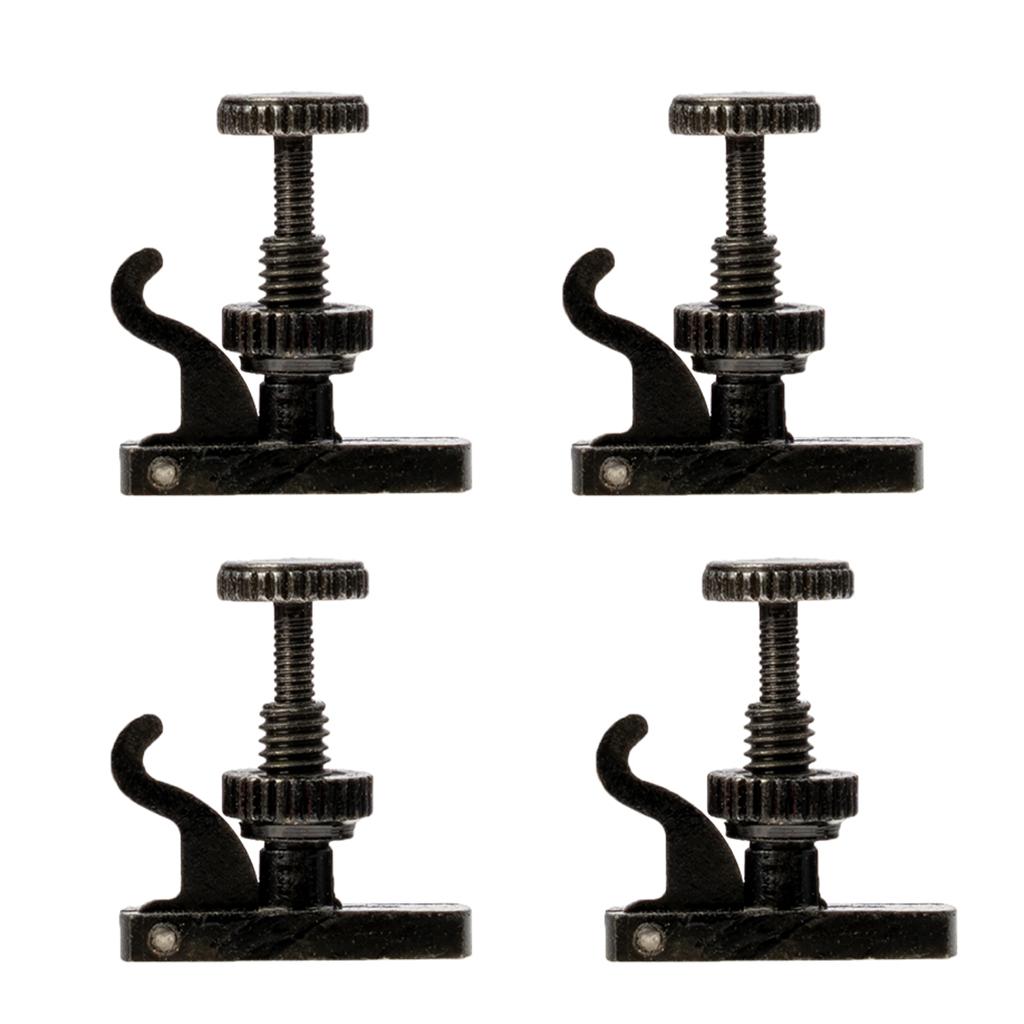4 Pieces Durable Violin String Fine Tuner Adjuster Part for 4/4 3/4 Violin Black