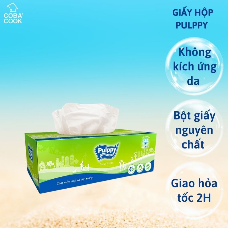 Khăn Giấy Hộp Giấy Rút Pulppy 2 Lớp Mềm Mịn Siêu Dai 180 Tờ 2 Lớp