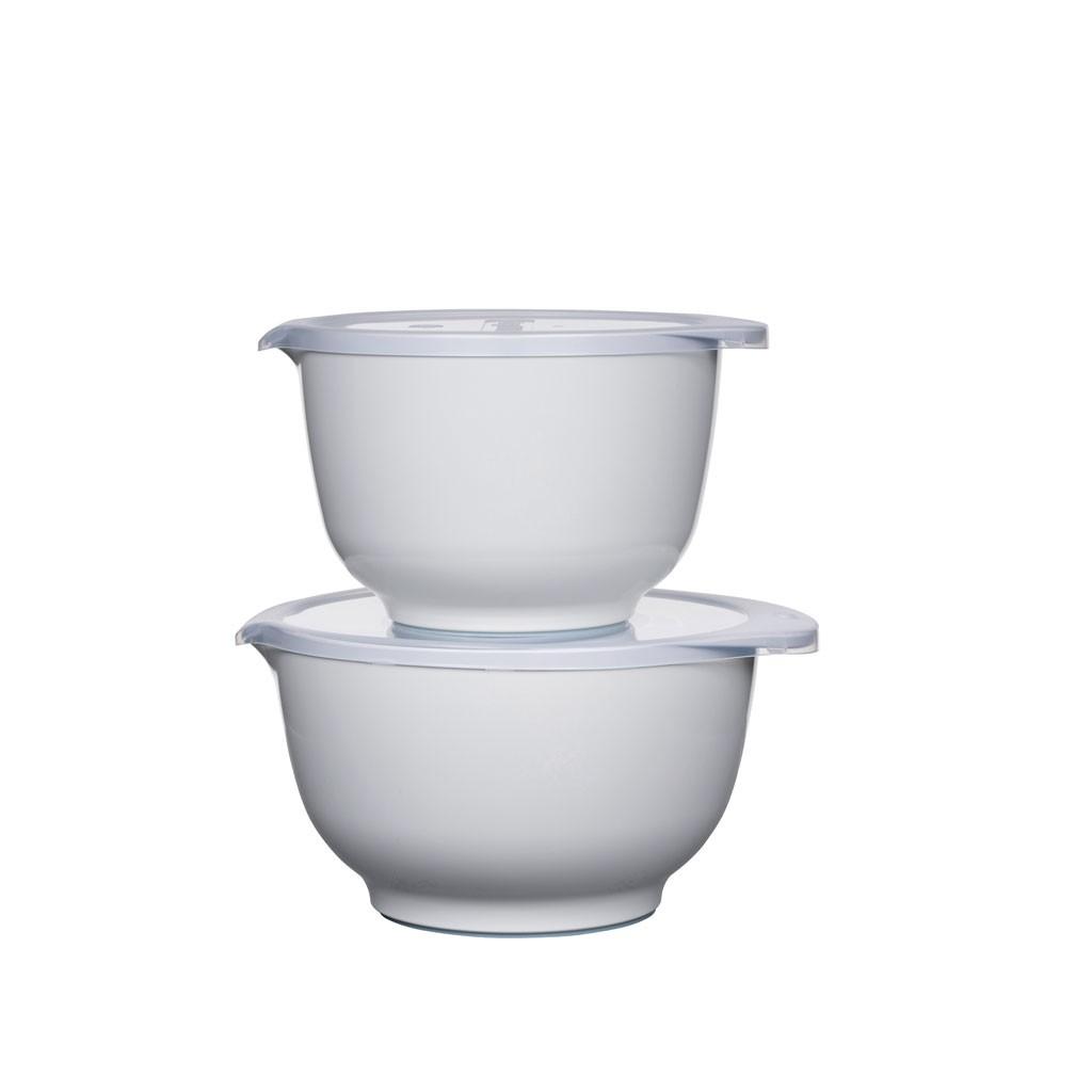 Bộ âu trộn Rosti màu trắng. 2 âu + 2 nắp. Nhãn Rosti Đan Mạch