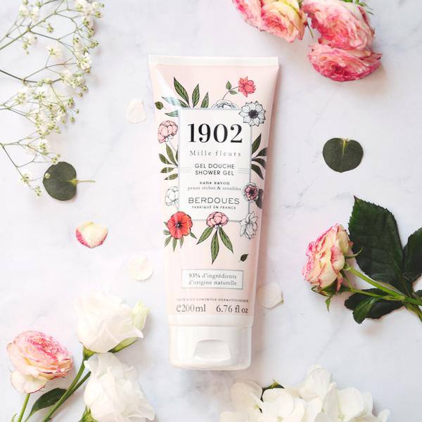 Sữa tắm hương nước hoa pháp - Berdoues1902 miller fleurs Shower Gel 200ml + Tặng kèm 1 mặt nạ sủi bọt thải độc da S:um 37 Đen