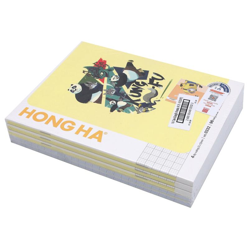 Combo 5 Tập Học Sinh Class KungFu Panda 4 - 4 Ô Ly Vuông - 96 Trang 100gsm - Hồng Hà 0332 - Mẫu 4 + Tặng Kèm Thẻ Cào
