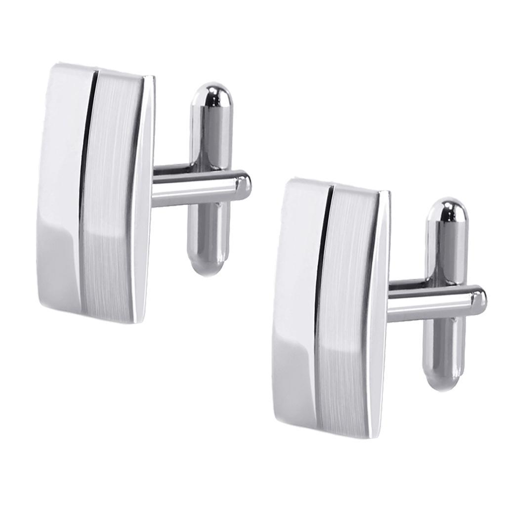 2-6pack Rectangle Brass Brushed Silver Cufflink Mens Formal Business Wedding