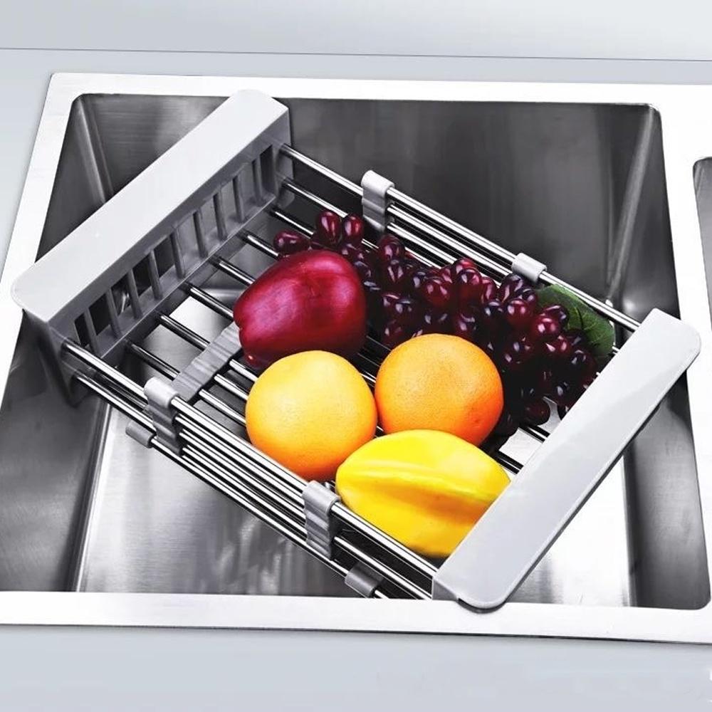 Kệ gác bồn rửa chén bát inox cao cấp gấp gọn thông minh, Kệ inox nhà bếp úp bát đĩa rửa rau trái cây nhanh gọn tiện lợi