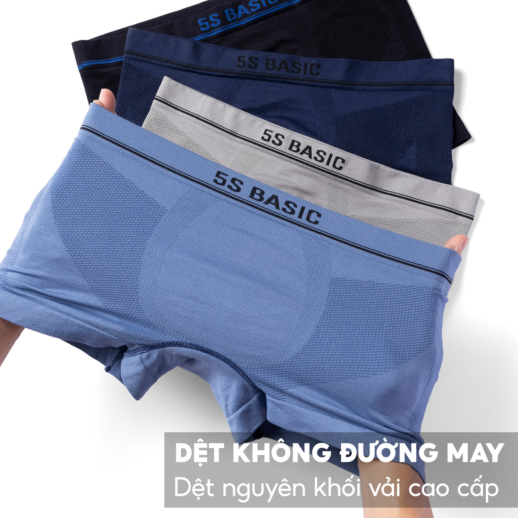Quần Sịp Đùi Nam 5S , Cạp Dệt Không Đường May, Thấm Hút, Co Giãn, Kháng Khuẩn Cực Tốt