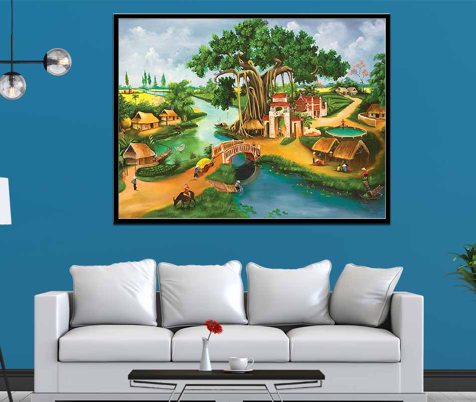 Tranh canvas treo tường làng quê Việt Nam - QVN016