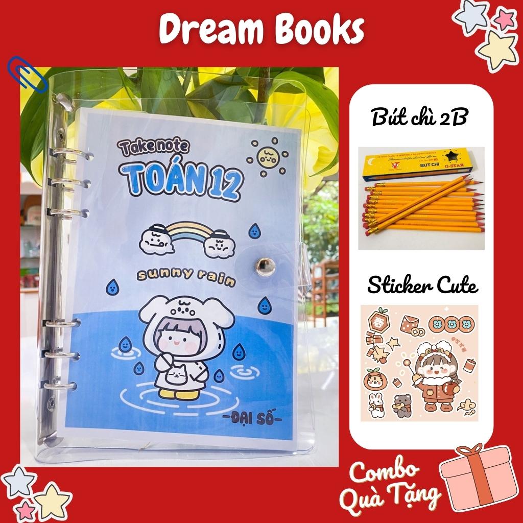 Sổ Takenote toán 12 Đại Số tổng hợp công thức toán trang trí sticker dễ hiểu- 2 loại sổ lò xo bìa trong Beta, sổ còng đóng Binder