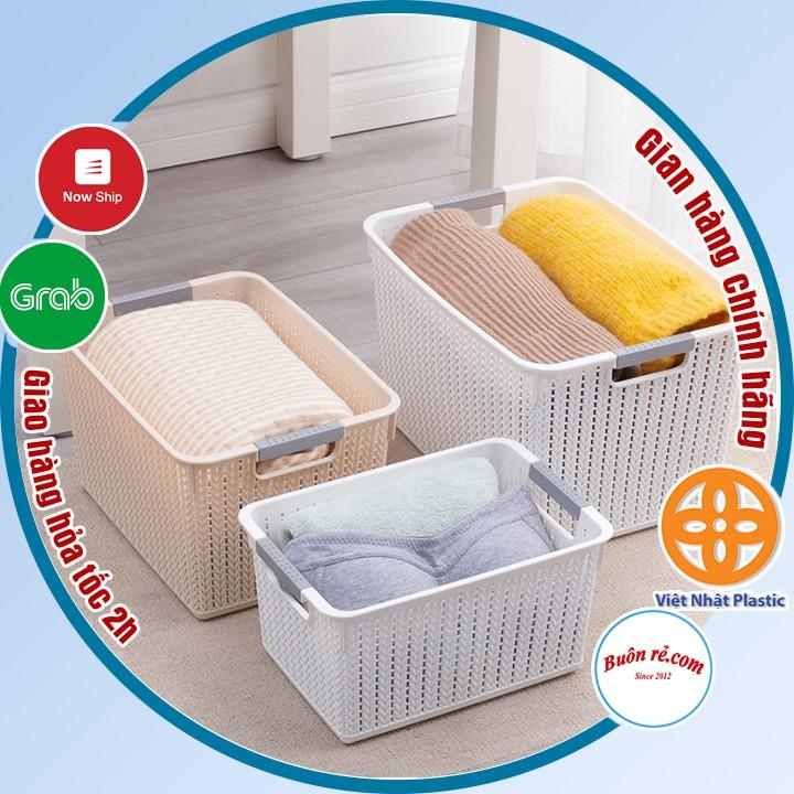 Rổ đan mây đựng đồ đa năng 3 size nhựa Việt Nhật , Giỏ đựng quần áo, dụng cụ nhà bếp -br01262