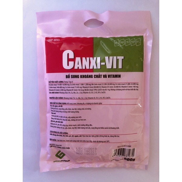 Canxi-vit/canxi vit/canxivit bổ sung khoáng chất và vitamin cho chó, mèo, gia súc, gia cầm (500gam)