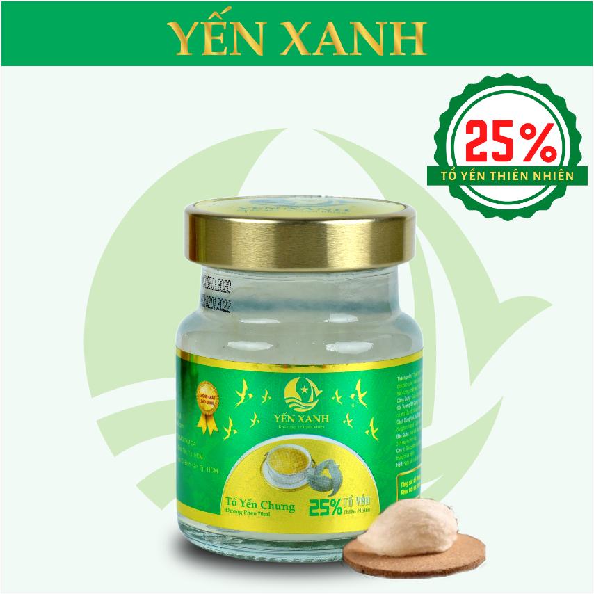 TỔ YẾN CHƯNG ĐƯỜNG PHÈN – YẾN XANH (25% TỔ YẾN) - HỘP 1 LỌ