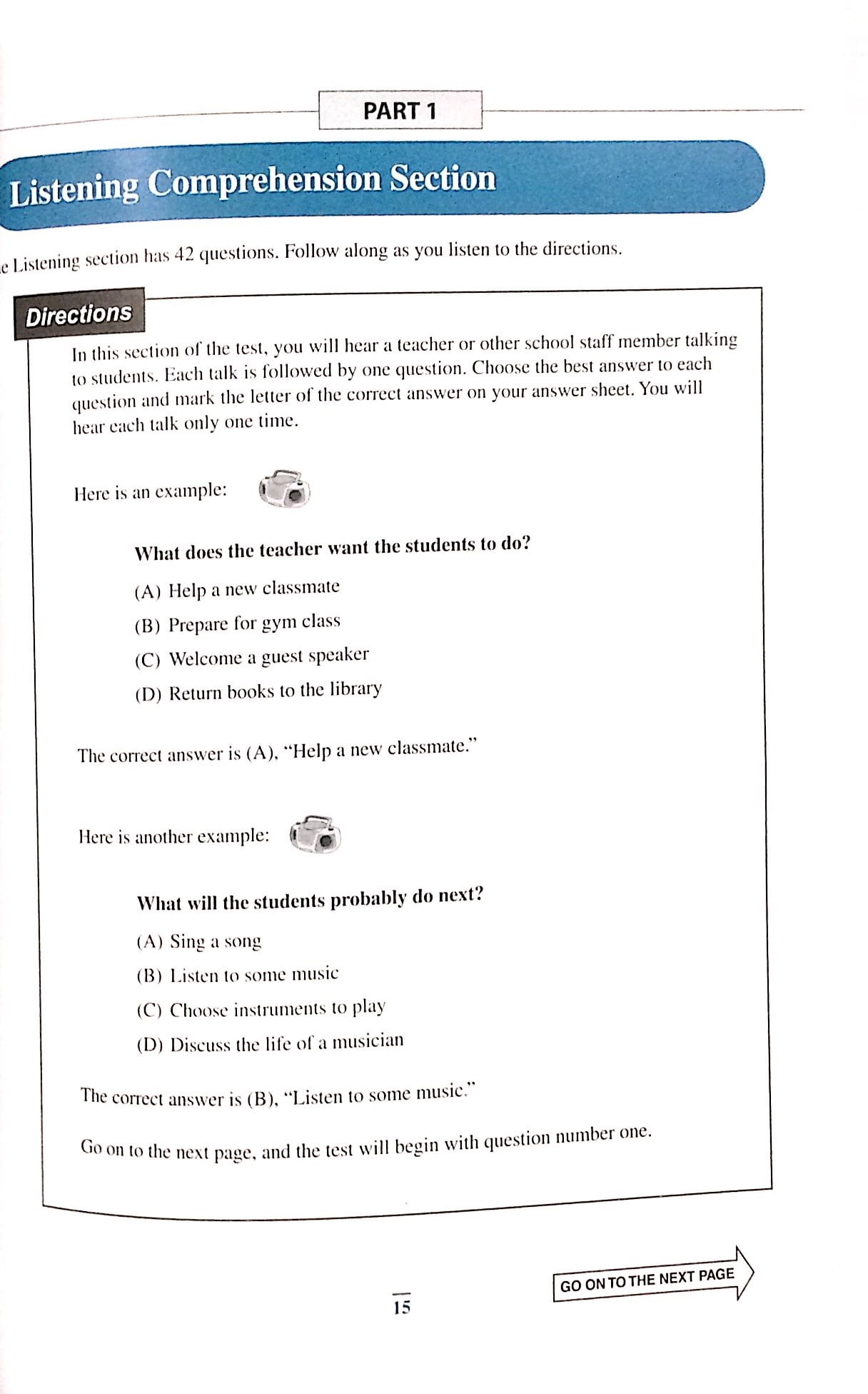 Practice Test for the Toefl Junior Standard Test