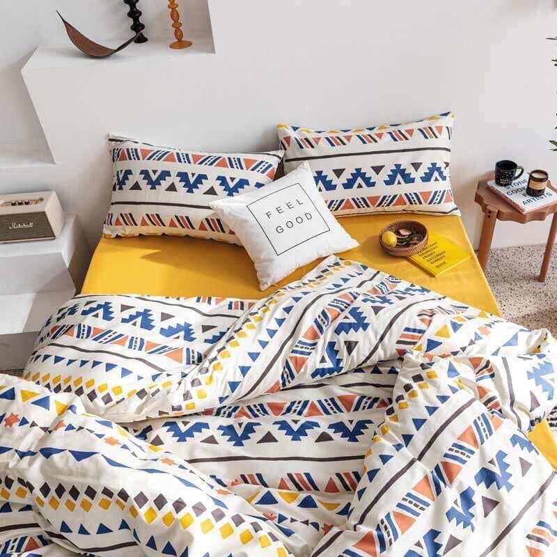 Bộ chăn ga Cotton Organic siêu mềm mịn Họa thiết Thổ Cẩm - Hàng nhập khẩu, 100% Cotton