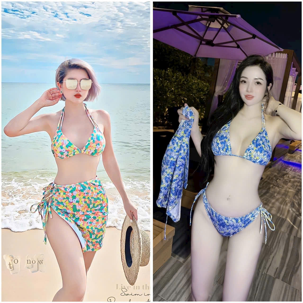 Bikini Tam Giác Kèm Khăn - Chat Shop Chọn Màu - Freesize