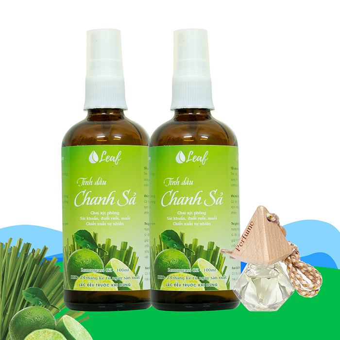 Combo Tinh dầu xịt phòng sả chanh, khử mùi xua đuổi muỗi