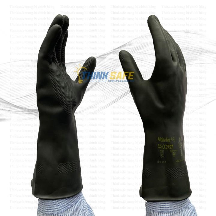 Găng tay chống hóa chất Alphatec 87-118 bao tay chống dầu, chống hóa chất - Black Heavyweight G17K