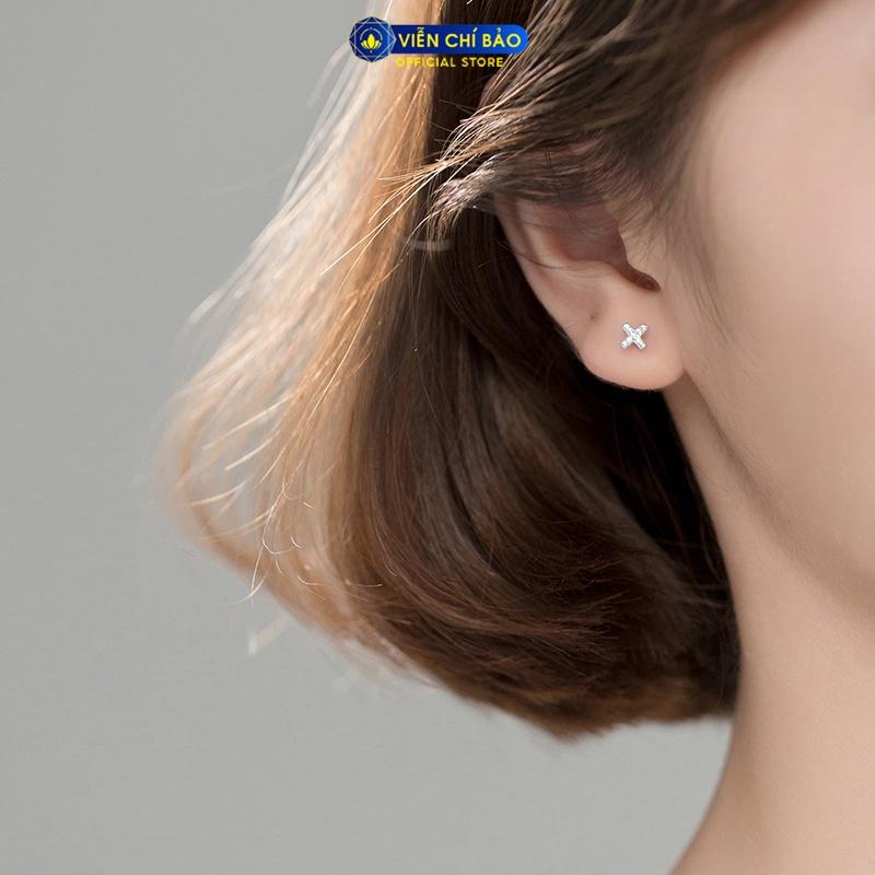 Bông tai bạc nữ hình XO chất liệu bạc S925thời trang phụ kiện trang sức nữ thương hiệu Viễn Chí Bảo E041