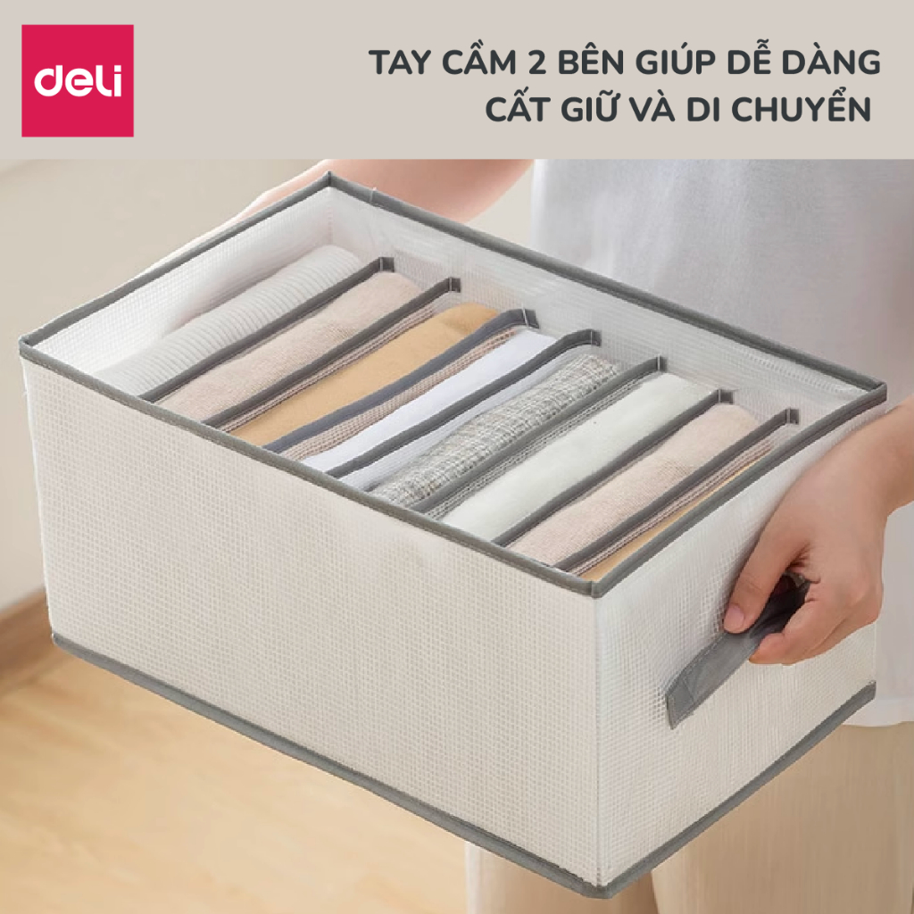 Hộp vải đựng quần áo chia ngăn chống nước, Túi vải chia 12 ngăn đựng áo quần khung cứng sắp xếp tủ gọn gàng