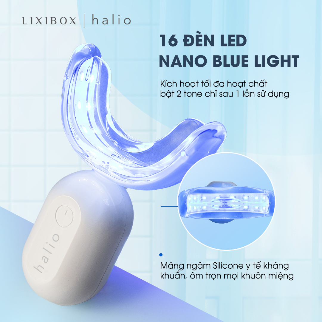 Combo Máy Tăm Nước Cầm Tay UltraClean Oral Irrigator - Blue Và Máy Tẩy Trắng Răng Halio Blue Light Enhancer