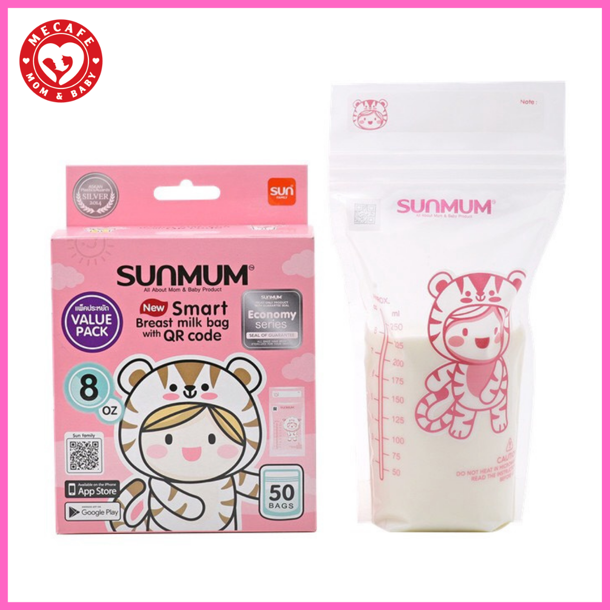 Túi đựng sữa mẹ sunmum 250ml tặng 2 túi zipper bảo quản