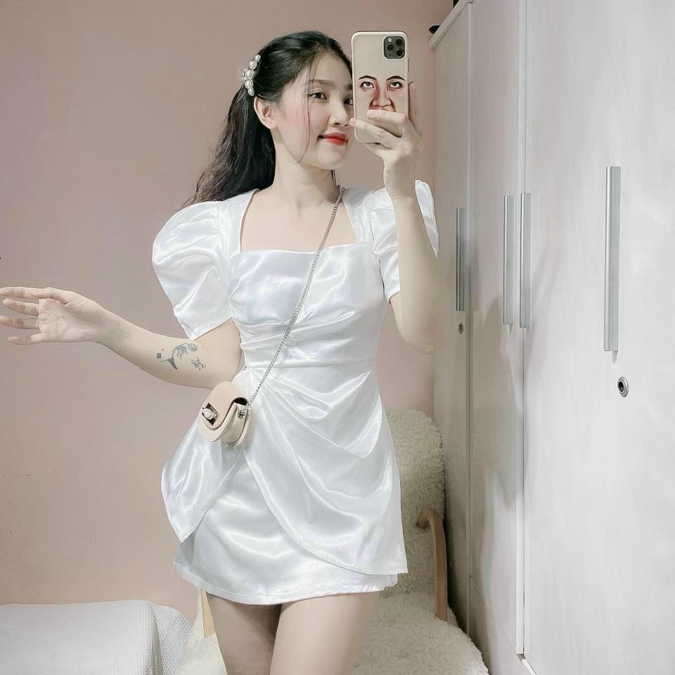 ĐẦM BODY TRẮNG ĐỎ BÈO HÔNG CELON DRESS 12850