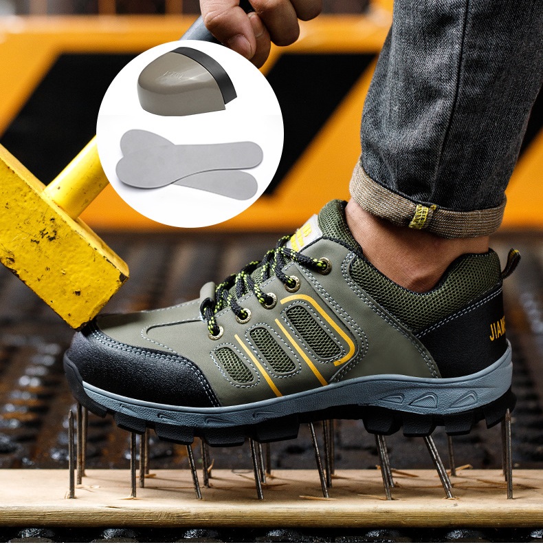 Giày Bảo Hộ Lao Động ,Giày Công Trình GBH16Chống Đinh,Chống Va Đập,chống trơn-Màu Xanh Xám