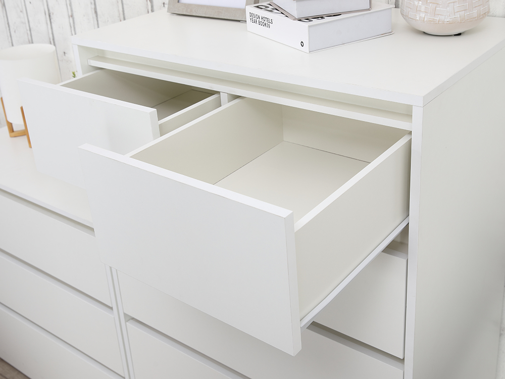 [ Miễn Phí Vận Chuyển &amp; Lắp Đặt ] Tủ Đựng Đồ Gỗ Công Nghiệp Màu Trắng 6 Ngăn Kéo MOLLY Kích Thước 80 x 49.7 x 121cm | Index Living Mall | Nhập Khẩu Thái Lan - Phân Phối Độc Quyền Việt Nam