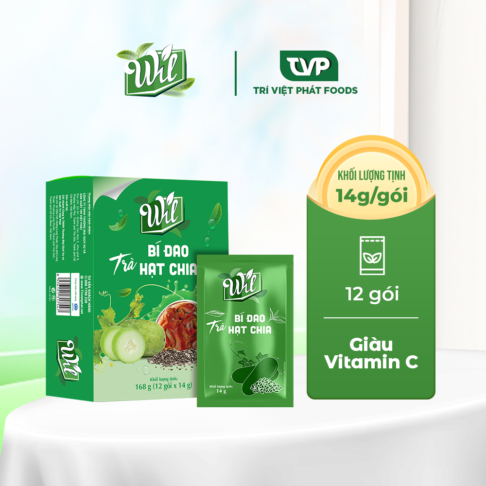Trà bí đao hạt chia Wil trà hòa tan giải nhiệt thanh lọc cơ thể hộp 168g