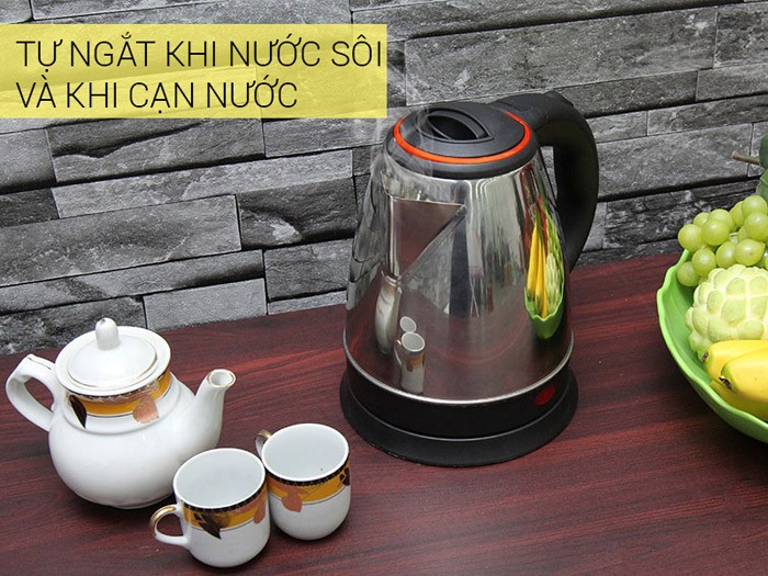 Ấm Siêu Tốc Điện Inox 1.8 lít - Hàng Chính Hãng