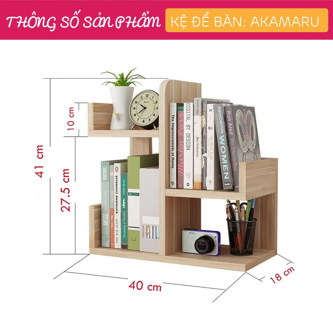 Kệ để bàn gỗ hiện đại SMLIFE Akamaru | Gỗ MDF dày 17mm chống ẩm | D40xR18xC41cm