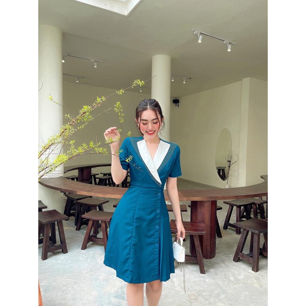 VÁY CÔNG SỞ - XANH CỔ TIM THANH LỊCH - ĐẦM NỮ XINH - GD182