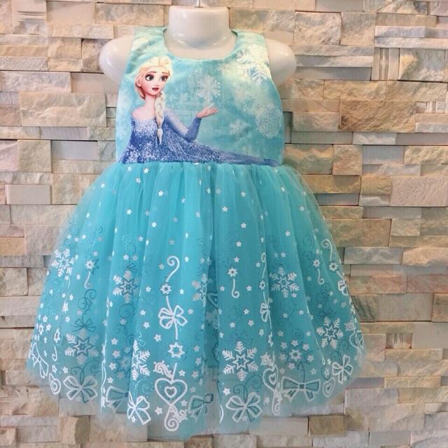 Đầm voan elsa size 3-7 tuổi