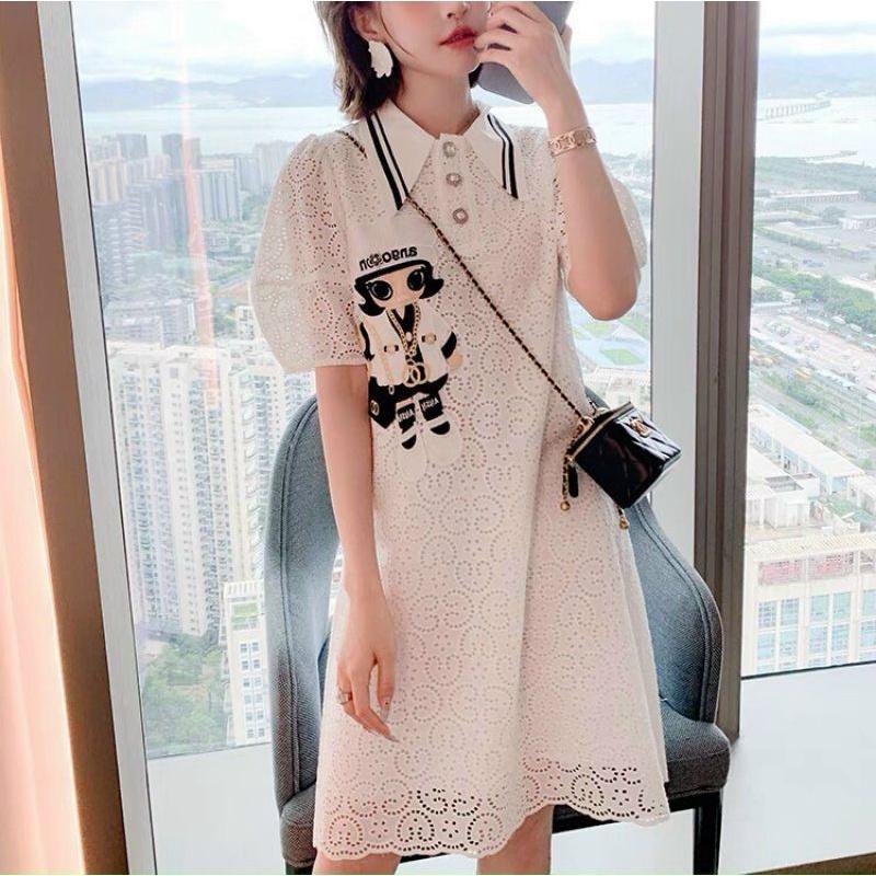 ĐẦM REN TRẮNG THÊU CAO CẤP