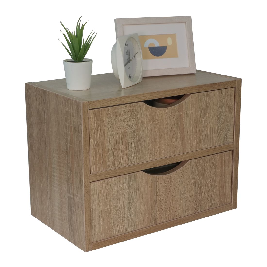 SB Furniture, Looms, Jayden-F Storage Box with Drawers, Solid Oak Color, W40XD24XH30 cm.
