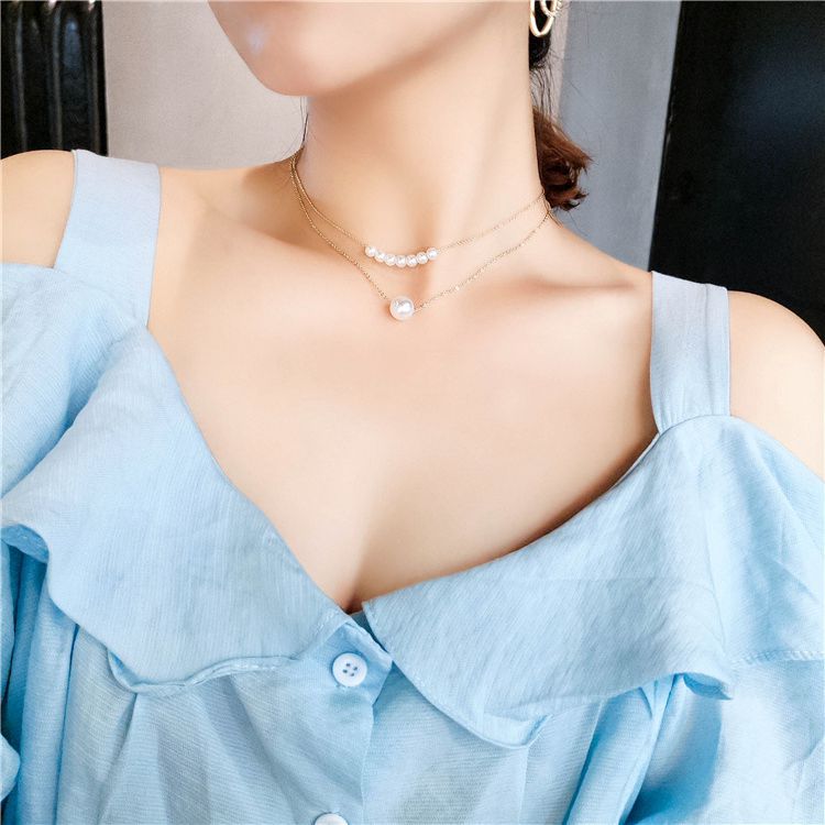 Dây chuyền ngọc trai đơn giản hạt chạy phong cách Hàn Quốc