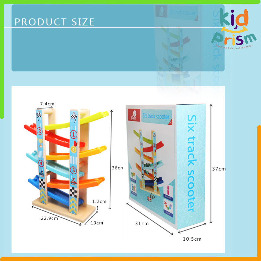 Xe cầu trượt 4 tầng ziczac bằng gỗ dành cho bé từ 18 tháng trở lên