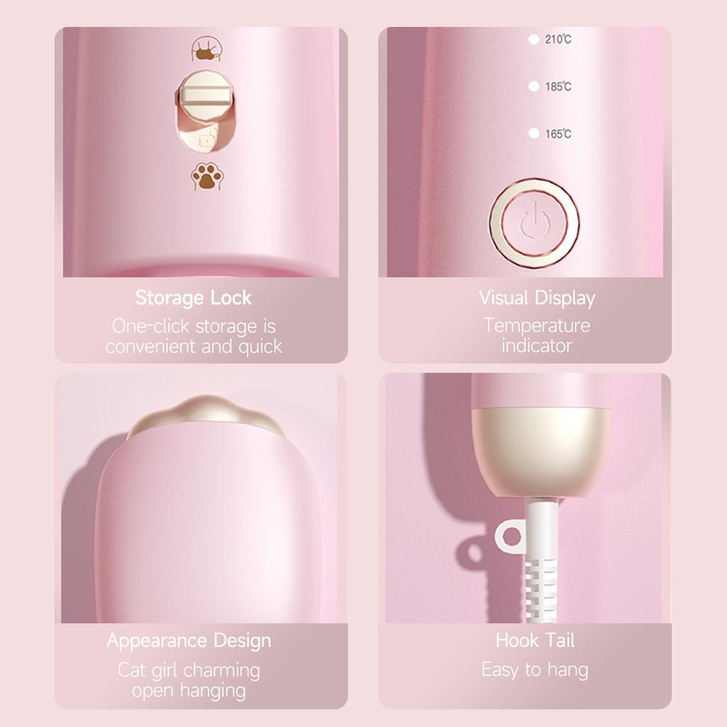 Máy Uốn Tóc Riwa Tráng Men 3 Tốc Độ Điều Chỉnh Nhiệt Độ Thiết Kế Móng Vuốt Mèo 32MM