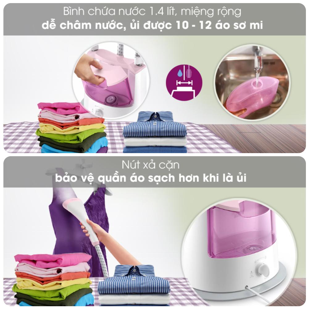 Bàn Ủi Hơi Nước Đứng Philips GC485/49, Tặng Kèm Tấm Ủi, 1800W-1.4Lit, Hàng Chính Hãng