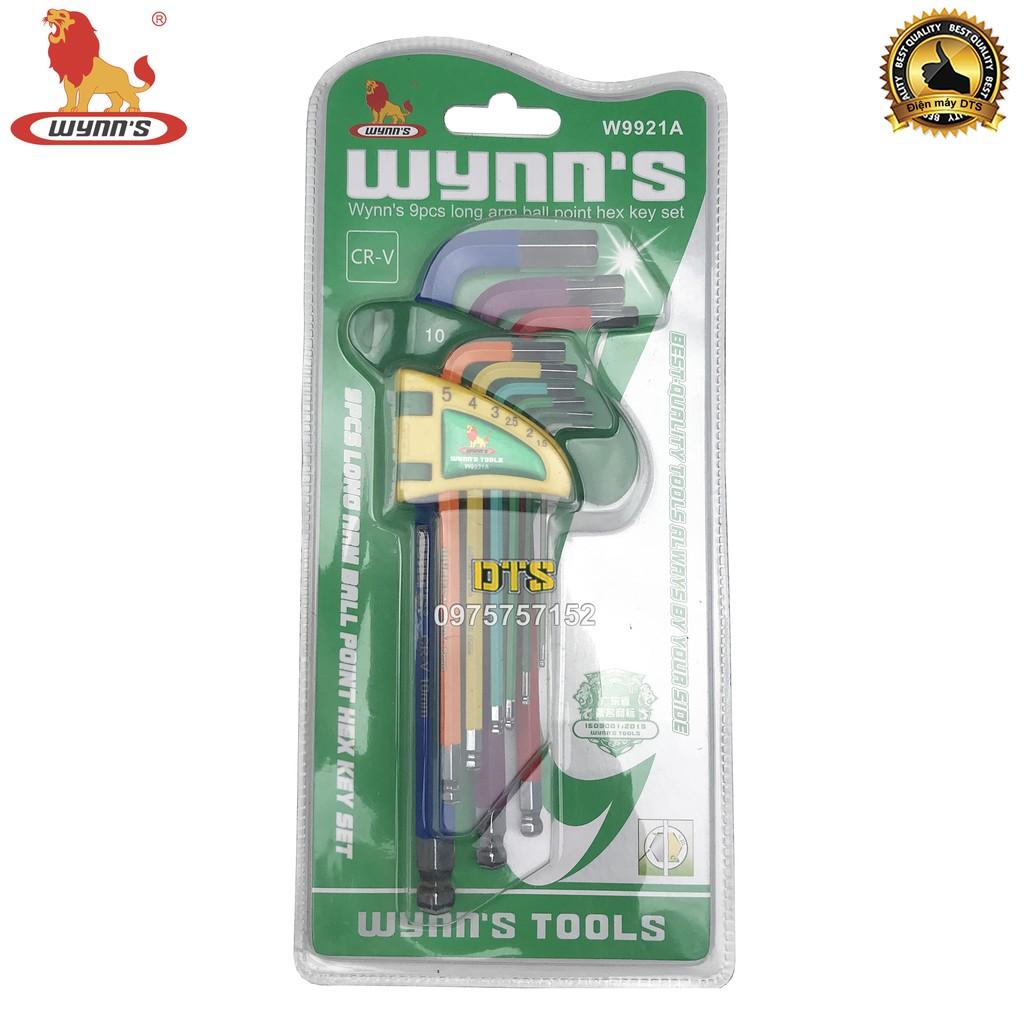 Bộ lục giác đầu bi 9 món ngắn (nhiều màu sắc) WYNN’S W9921A, bộ khóa lục giác thép cứng cao cấp CR-V chất lượng cao