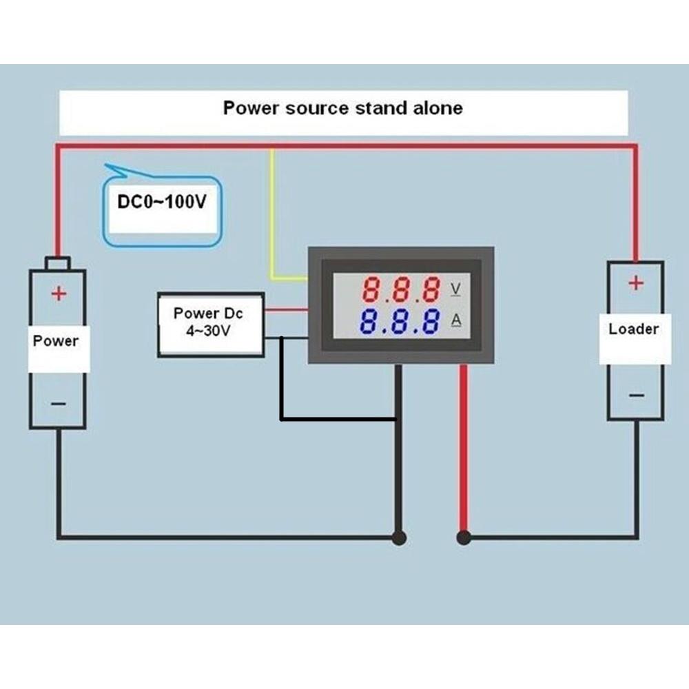 Mini Digital Voltmeter Ammeter DC 100V 10A Voltmeter Current Meter Tester Blue+Red Dual LED Display