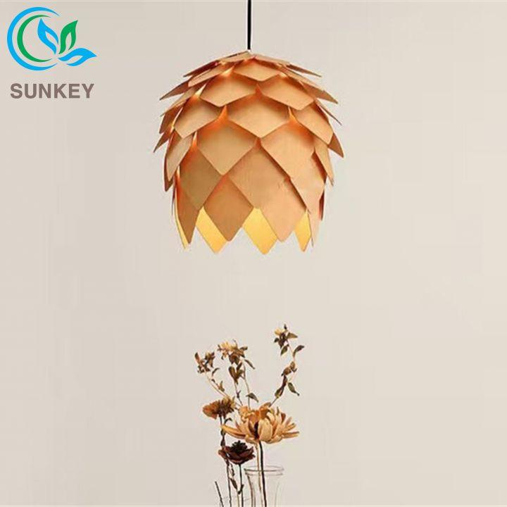 Đèn Gỗ Trang Trí Thả Trần Quả Thông - Kích Thước 50x45cm - Chất Liệu Gỗ Plywood Nhập Khẩu - Trang Trí Mọi Không Gian