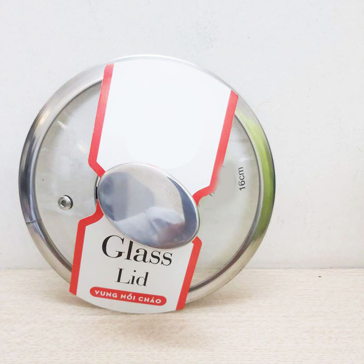 Nắp vung nồi chảo kính cường lực viền inox Lyncen xuất Nhật size 16/18/20/22/24/26/28/30cm