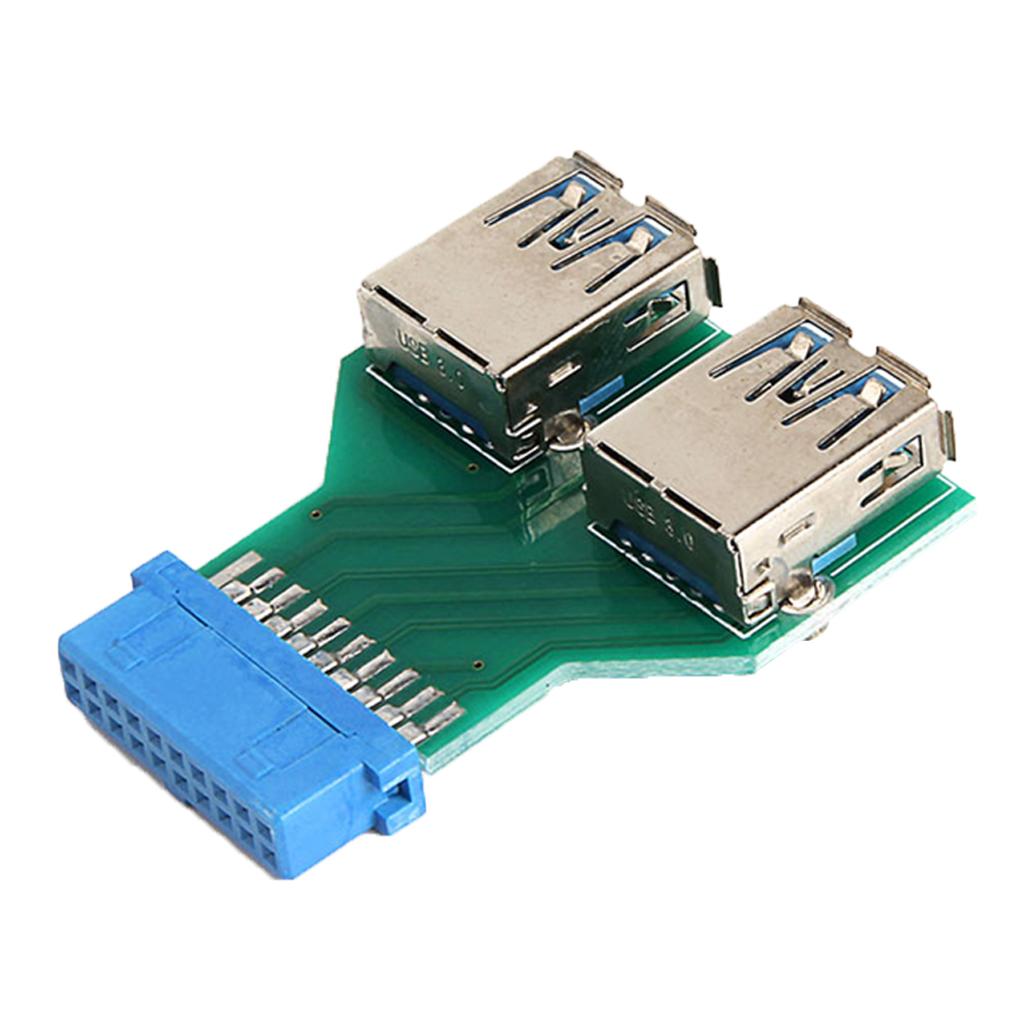 2-Port USB 3.0 A Female to 20 PIN/19Pin Adapter Header Female Adapter Card