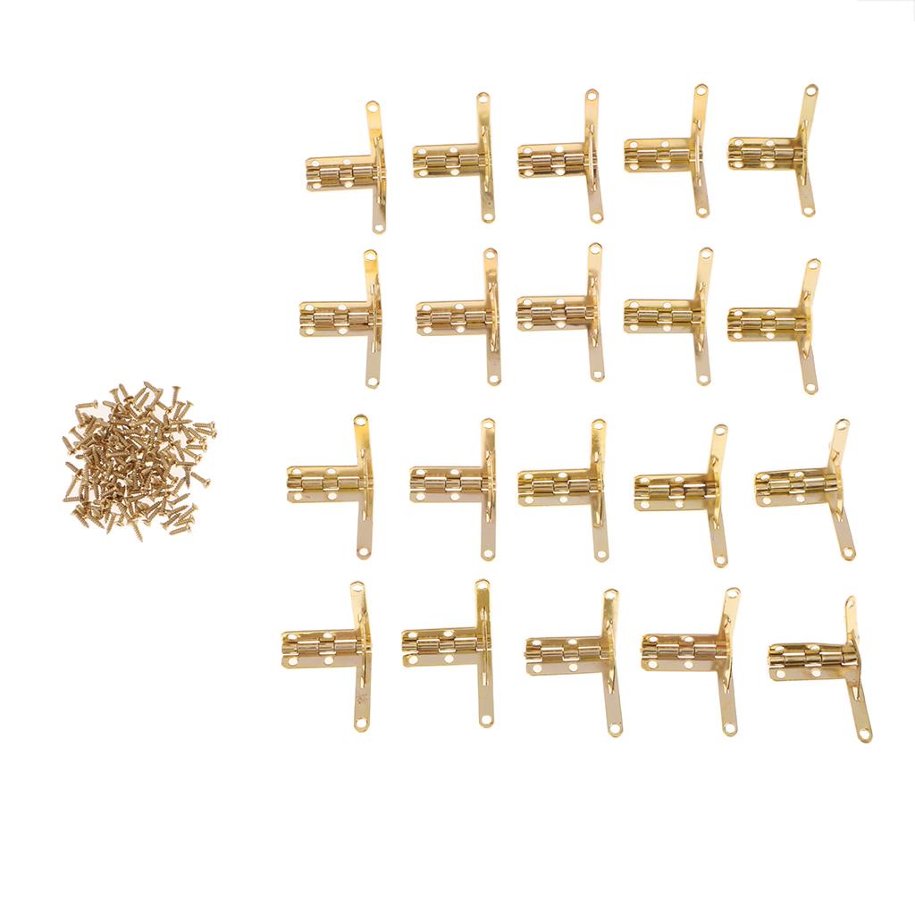 20pcs 90 Degree Support Spring Hinge Door Hinges for Jewelry Wine Box Gold
