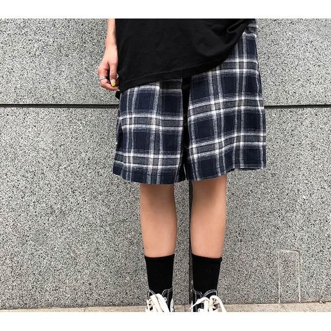 Quần short ống rộng caro - ẢNH THẬT